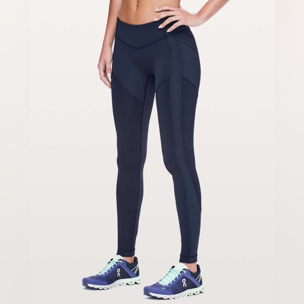 Lululemon Leggings Womens 4 Blue Nulu High-Rise Mesh Panel Yoga Tights